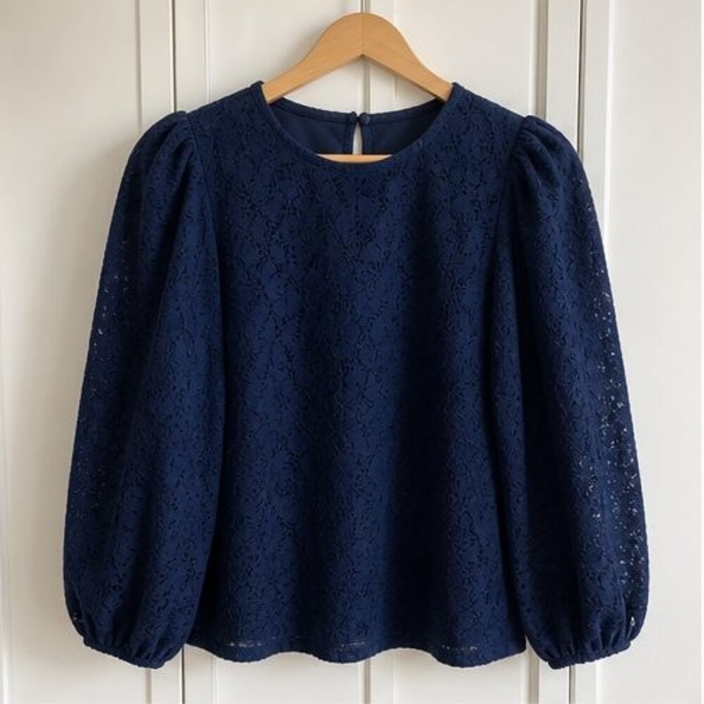 Navy Peplum Top